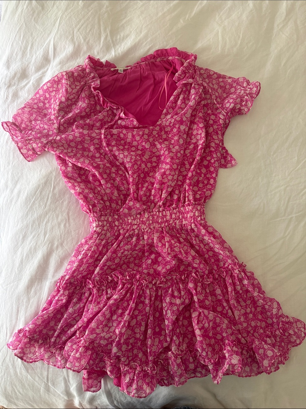 Pink Floral Ruffle Mini Dress - Picture 1 of 1